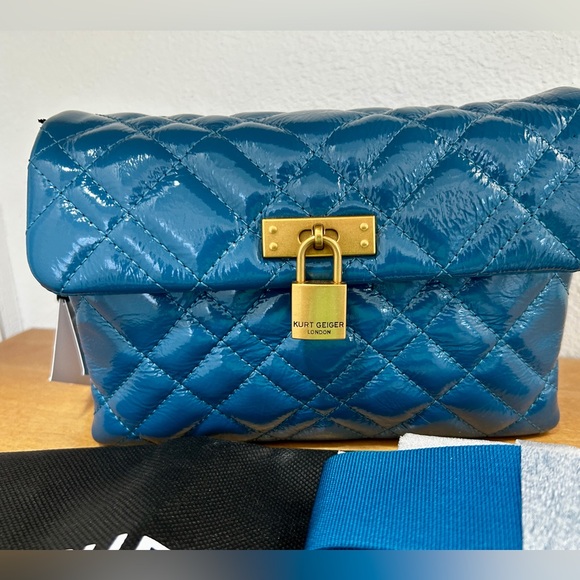 Kurt Geiger Turquoise Aqua Brixton Quilted Shoulder Bag. NWT. - Picture 6 of 12